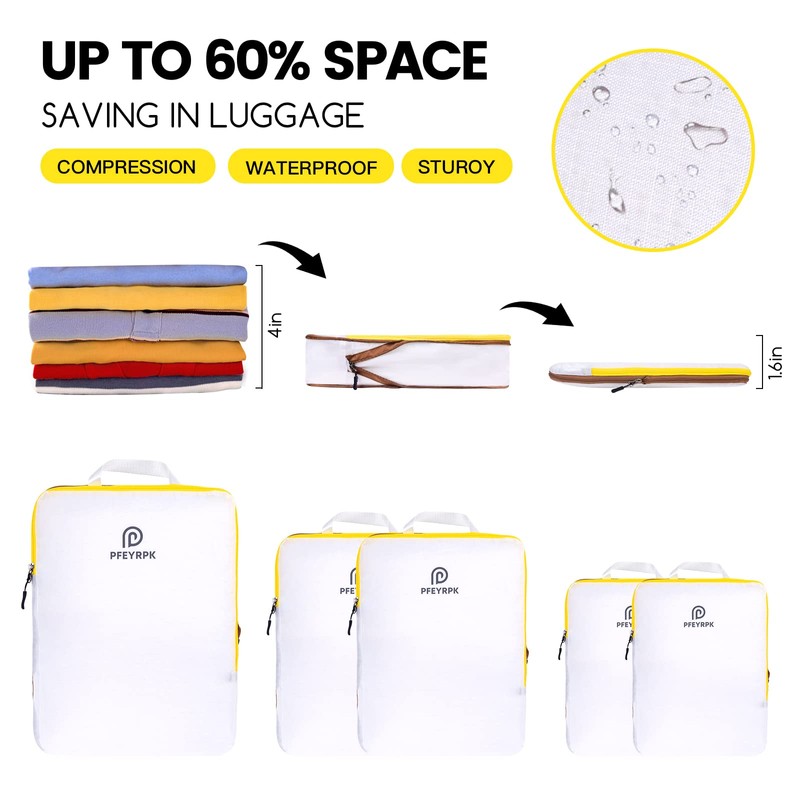 PFEYRPK Lightweight Compression Packing Cubes for Suitcases, Compressible Expandable Travel