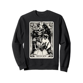 Vintage Skeleton Pug Mom Tarot Card Witchy Vibes Pug Lover Sweatshirt