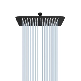 SR SUN RISE Luxury 16 Inch Large Square Stainless Steel Shower Head High Pressure Rainfall Showerhead Ultra Thin Water Saving Matte Black