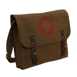 Rothco Vintage Medic Canvas Bag With Cross, Mens Crossbody Messenger Shoulder Bag, Brown