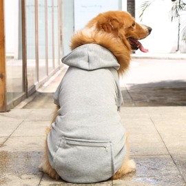 Wiz BBQT Dog Hoodie for Small Medium Large Dogs, Fleece Zipper Pocket Hoodie, Grey, Medium Large