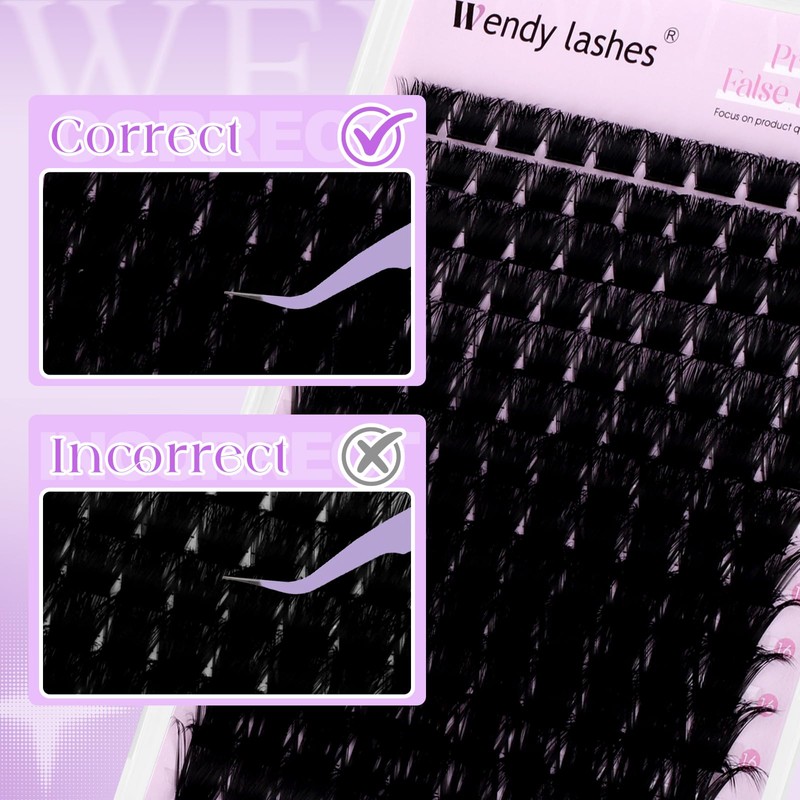 WENDY LASHES Lash Clusters, 200D D Curl DIY Eyelash Extensions