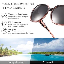 TINHAO Polarized Fit Over Glasses Sunglasses For Women Men, Trendy Square Sunglasses Over Glasses UV Protection(Amber leopard,black)