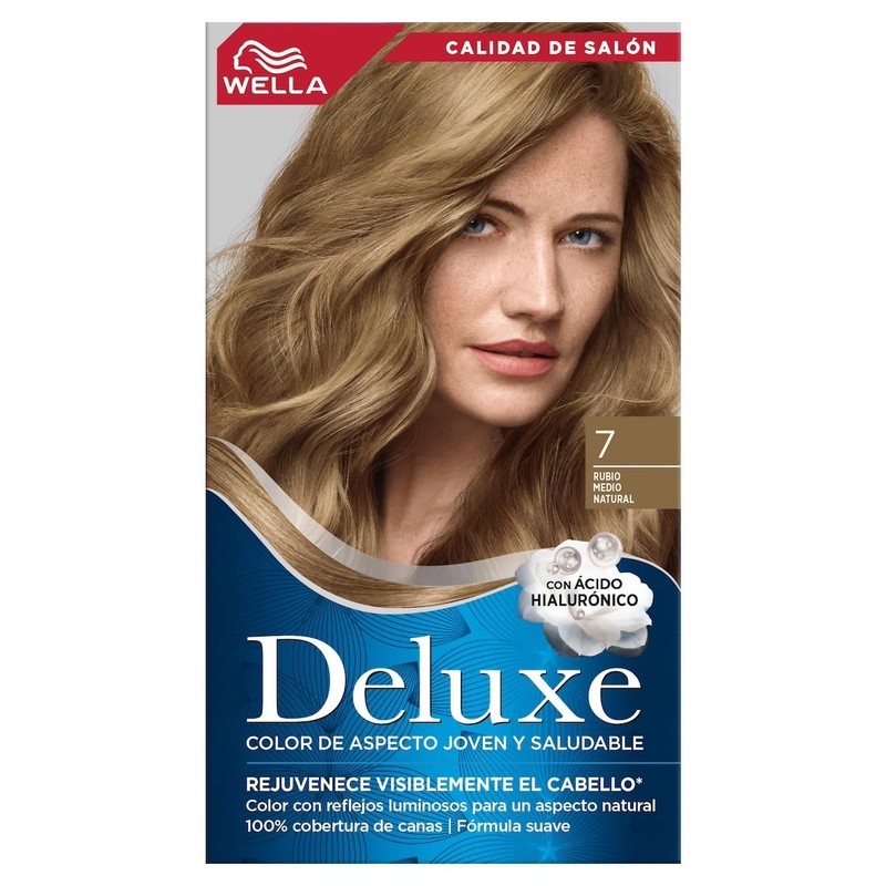 Wella Deluxe, Tinte Permanente 7 Rubio Medio Natural, 207 G