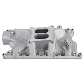 JGhyperX 7181 84023 Intake Manifold Aluminum Dual Plane Compatible with Ford Small Block Windsor 351 5.8L 1969-1997 SBF 351W 1,500-6,800 RPM V8 Engine Silver