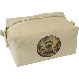 'Grey Seal Pup' Canvas Wash Bag/Makeup Case (CS00042449)