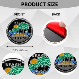 Tecledsn Beach Badge Rated Car Emblem, Car Exterior Emblems Badge, 4 x 4 Metal Automotive Badge, 3D Round Metal Car Badges Emblems Car Badge Decals Stickers Universal for Vehicle Truck (Beach Rated)
