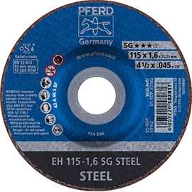 PFERD 4-1/2" Depressed Center SG Steel Cut-Off Wheel – Type 27, Aluminum Oxide, 7/8" Arbor, 0.045" Thick, Max 13300 RPM – High-Performance Cutting Disc (25 Pack) – Part 63162