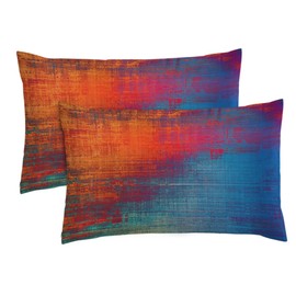 Emvency Set of 2 Red and Blue Throw Pillow Covers Vintage Abstract Orange Messy Rust Painting Decorative Pillow Cases Home Decor Rectangle Size 12x20 Inches Pillowcases