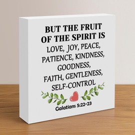 Bible Verse Gift for Christian Religious Gifts for Women Men Wooden Box Signs for Office Home Inspirational Christian Gift for Friend Daughter Sister Coworker Desk Decor Baptism Gift Scripture Gift