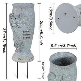 Cemetery Vase, Memorial Grave Vase with Ground Spikes, Angel Vases for Artificial Flowers, Grave Flowers Holder for Cemetery Headstone (1Piece, Flowers are NOT Included)