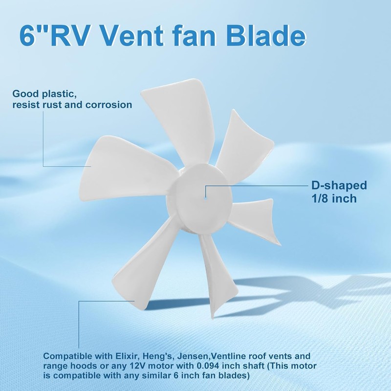 6 inches RV Vent Fan Blade Replacement 1PCS with 12V