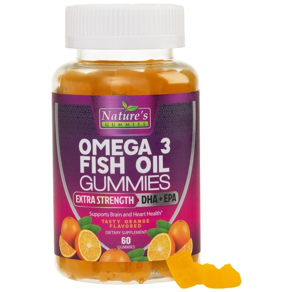 Omega 3 Fish Oil Gummies Triple Strength Vitamin DHA, EPA