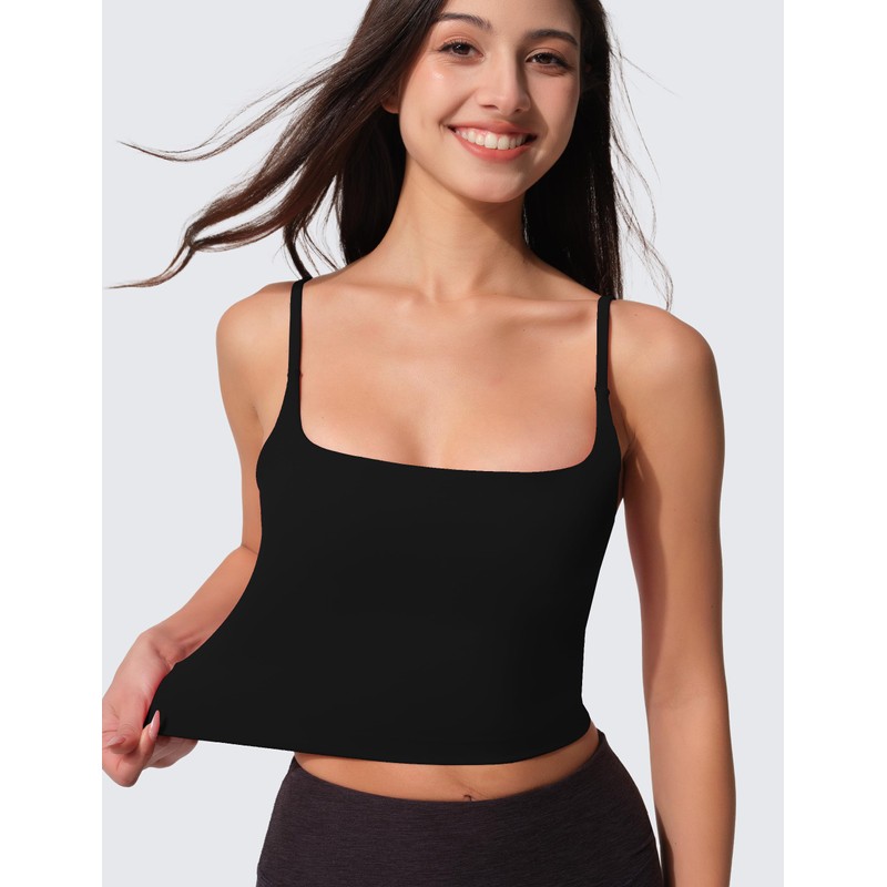 AugIris Womens Scoop Neck Longline Sports Bra U Back Adjustable