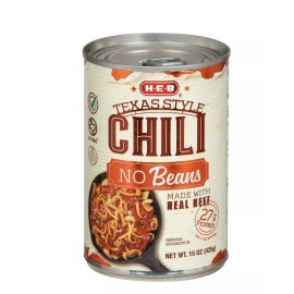 HEB chili texas style chili no beans 15oz. bundle of 4. cold weather treat