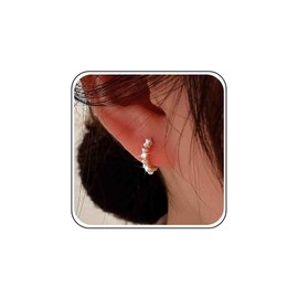 Boho Mini Pearl Hoop Earrings Gold Pearl Huggie Hoop Earrings Small Pearl Hinged Hoop Earrings Pearl Cartilage Hoop Earrings Pearl Wedding Earrings Bridal Pearl Earrings Jewelry for Women and Girls