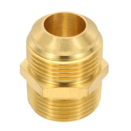 PATIKIL Brass Flare Coupling Fitting, 3/4" Male NPT x 3/4" Male Flare Thread Brass Pipe Fitting Connector Tubing Adapter Coupler Reducer for Propane, Fuel, Oil, Gas Systems