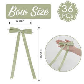 AIMUDI Sage Green Bows 5 × 10" Satin Bows for Gift Wrapping Twist Tie Bows Premade Ribbon Bows for Bouquets Invitations Baskets Crafts Wreaths Wedding Birthday Baby Shower Party Decorations, 36 PCs