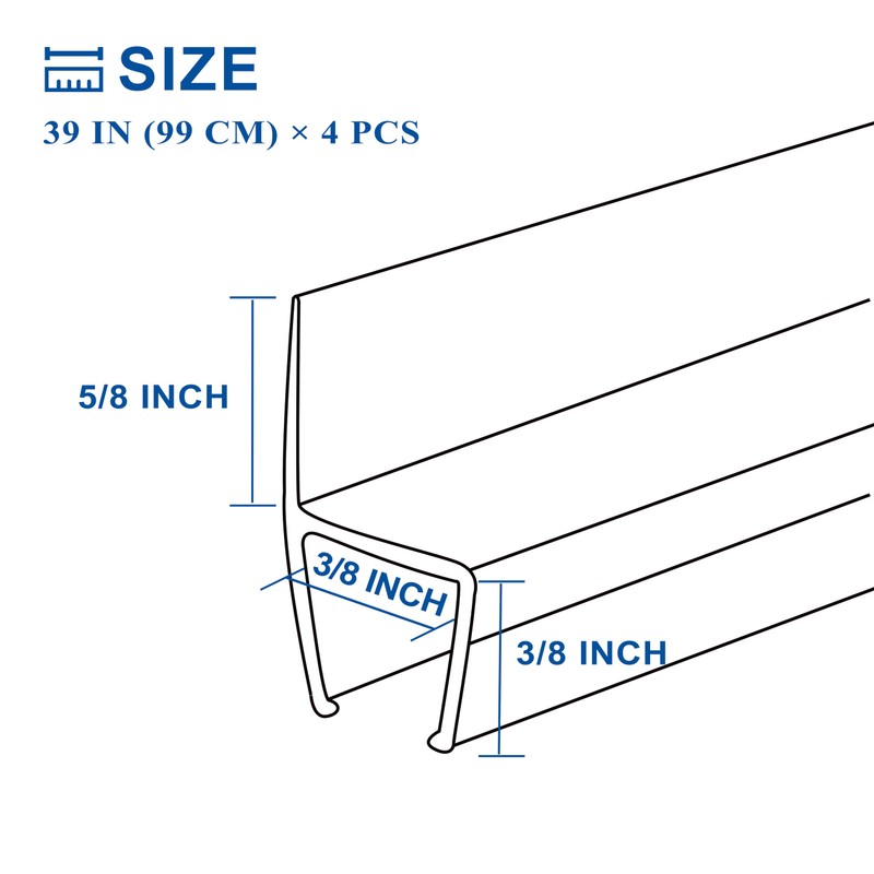 EAISMON Frameless Shower Door Seal Strip 4 Pack x 39