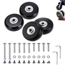 40mm Set of 4 Luggage Suitcase Replacement Wheels for Trolley Case Travel Bags Caster Inline Roller Skating Roller Swivel Rubber Rollers Bearings Casters Repair Kits with Axles 30mm&35mm&60mm