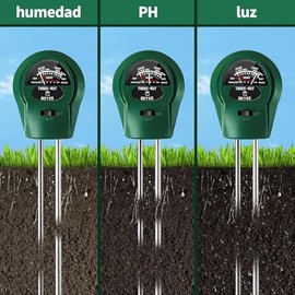 Medidor de humedad del suelo 3 en 1, JESWO Medidor de Humedad para Plantas de Suelo, Medidor de pH del suelo, Medidor de luz, Probador de Prueba de Su