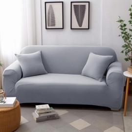 WOWTOY Sofa Covers High Stretch 1 2 3 4 Seater Sofa Slipcover Chair Loveseat Couch Cover for Dogs Pets Cats Stretch Elastic Sofa Cover for Living Room Furniture Protector (Silver Grey, 2 Seater)