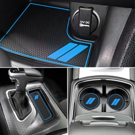 SENSHINE Anti Dust Cup Holder Insert for Dodge Charger Accessories 2015-2021 2022 2023 2024 Non-Slip Center Console Shifter Liner Trim Premium Custom Interior 6Pcs Set (Blue Trim)