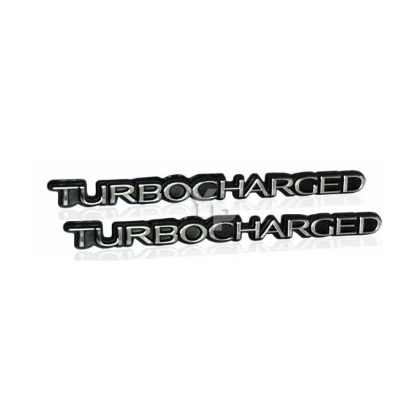 Pair of Turbocharged Emblems in Chrome - Universal Application