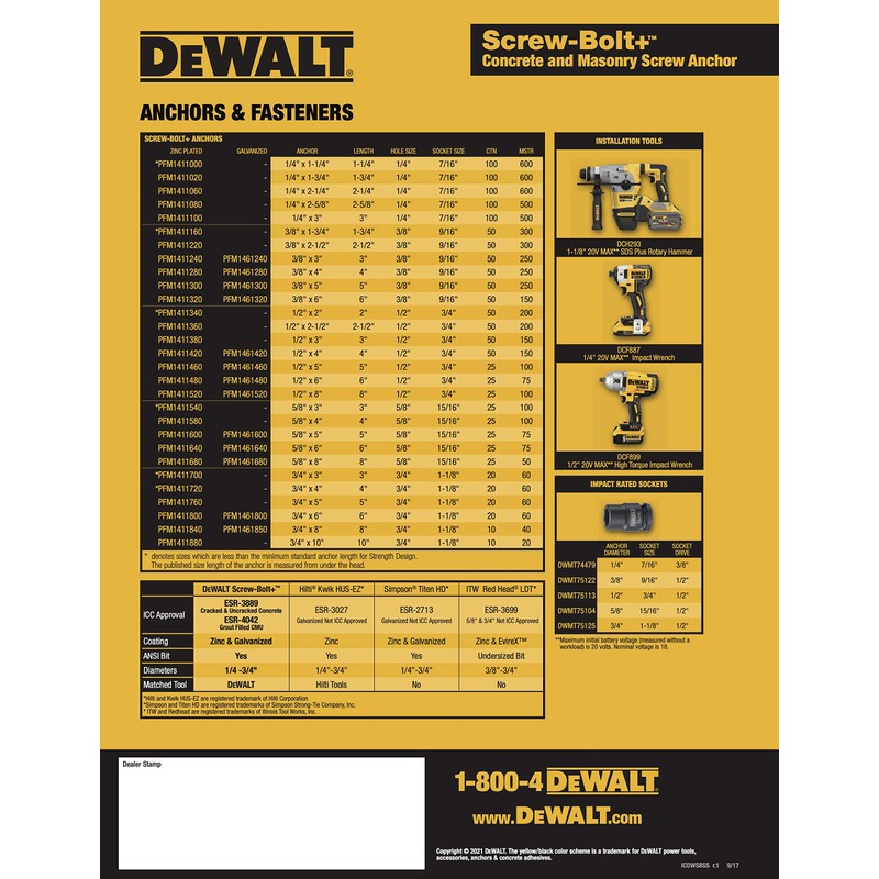 3/8 x 4 DeWALT Engineered by Powers Screw-Bolt High Performance