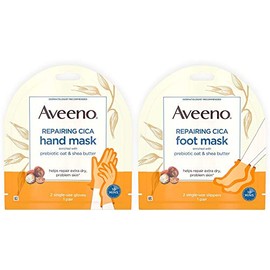 Repairing CICA Foot Mask & Hand Mask - Mascarilla reparadora con avena prebiótica y manteca de karité para manos y pies, piel extra seca, libre de par