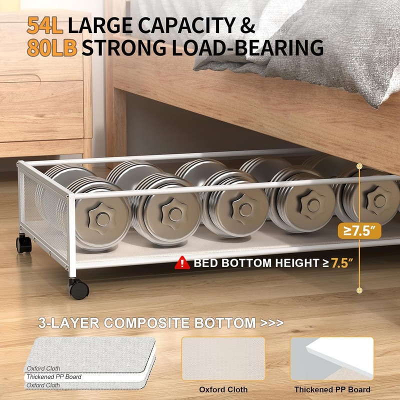 Eastherry Under Bed Storage with Wheels, XXXL Larger Under Bed