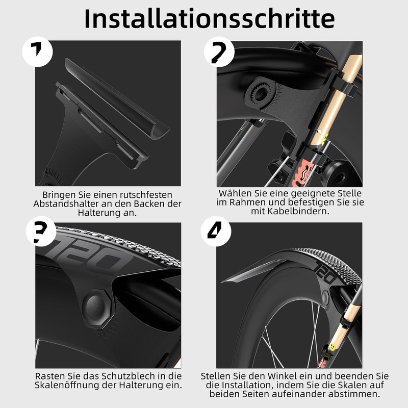 IGTOPS Universal Bicycle Mudguard Set, Mudguard Bicycle 14-21 Inches, Adjustable
