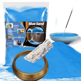 RAINFLOW 15 OZ Fine Blue Sand for Crafts - Colored Quartz Zen Garden Sand Decorative for Vases Filler, Wedding Unity Ceremony, Incense Burner, Ritual Incense
