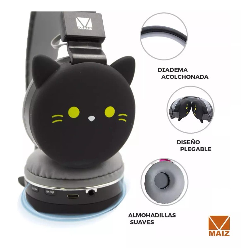Maíz 4x3 Audifonos Bluetooth Inalambrico Kawaii Diadema Stereo