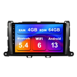 4+64G Android 13 Double Din Car Stereo for Toyota Sienna 2011-2014 with 9 Inch Touchscreen Radio Built-in Wireless Carplay/Android Auto/GPS/Bluetooth/FM/AUX/SWC/Backup Camera