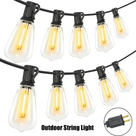 WYZM 50FT ST38 String Lights Outdoor 25+2 Bulbs 2700K Warm White IP65 Waterproof
