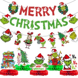 Merry Christmas Banner Merry Christmas Decorations Christmas Party Decorations Whoville Decorations with Christmas Table Decorations for Merry Christmas Party Decorations