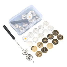 20 Piece Set of Jeans with Metal Buttons That can be Folded and Removed Without The Need for Sewing, 17mm Button Rivets (20 Pieces)