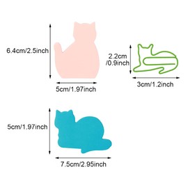 10 Pads Cat Sticky Notes, Self-Stick Sticky Notes with 12 Pcs Cute Cat Paper Clips, Office Supplies and Stationary for Work School Office