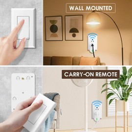 K KASONIC - Wireless Remote Control Outlet, Indoor Remote Light Switch for Plug in Lamp, Small Electrical Appliance up to 100 Feet Away, 10A/1200W Wall Outlet Plug Kit