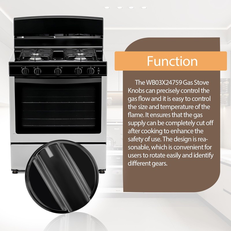 WB03X24759 Gas Stove Knobs Replacements Compatible with GE 222D5793 JGB720DEJ2BB