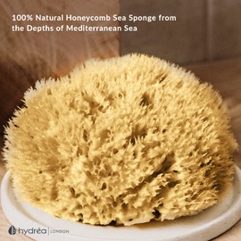 Hydrea London Natural Sea Sponge 4 - 4.5"- Premium Mediterranean Honeycomb Unbleached Natural Sponge for Adults, Women, Men Children and Baby