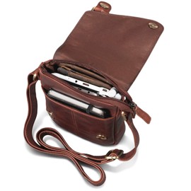 ROYALZ 'Louisiana' Leder Umhängetasche Klein für Männer Herren Ledertasche Mini Seitentasche Vintage Look Tasche zum Umhängen, Farbe:Roma Cognac Braun