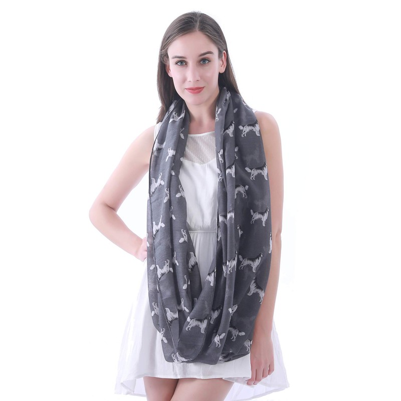 Lina & Lily Women's Loop Scarf Golden Retriever Dog, gray