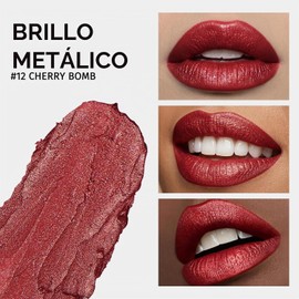 Anglicolor Lápiz labial rojo con purpurina, color de labios de alto impacto, fórmula ligera hidratante suave y no pegajosa, lápiz labial melocotón metálico para mujeres, color de labios de cobertura