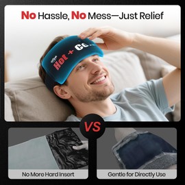 Hilph Ice Pack for Injury, Reusable Stick-On Flexible Hot Cold Compress Gel Cold Pack with Strap for Muscle Pain, Swelling, Inflammation, Multi-Purpose Fits for Knee, Ankle, Wrist, Elbow -2 Black