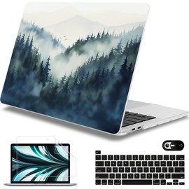 Mektron for MacBook Pro 13-inch Case 2022 2021 2020 Release A2338 M2 M1 A2289 A2251, Printed Plastic Hard Shell Cover for New MacBook Pro 13.3-inch Touch Bar Fits Touch ID，Misty Forest C133