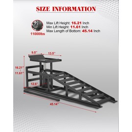 5T Hydraulic Car Ramps - 4-Position Adjustable Height (11.61” to 16.21”) - Low Profile Vehicle Lift Ramps for Trucks, SUVs, Sedans - Heavy Duty 11,023Lbs Capacity - with Hydraulic Jack for Garage Main