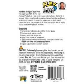 Flex Seal Flex Super Glue Gel, (2) 3 Gram Tubes, 1-Pack, Clear, Instant Bond, Quick Dry, Cyanoacrylate Adhesive, Precision Tip for Wood, Metal, Plastic, Crafts, Ceramic, and Toy Repairs