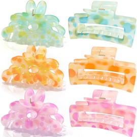 Cician Hair Claw Clips for Women Girls,6PCS Beach Hair Accessories,Cute Claw Clips for Thick Thin Hair Stuff,Big Womens Hair Clips for Hair Claws,Summer Essentials Hair Clups (multicolored)